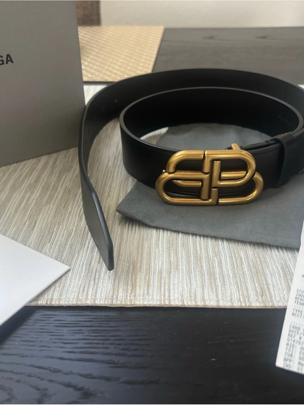 Balenciaga Large Black Leather Belt $495 size 90